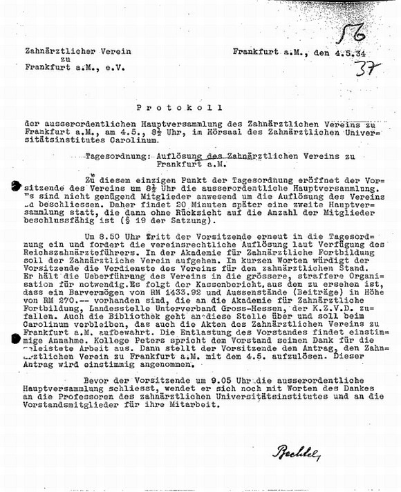 Bilder zur Geschichte des Zahnärztlichen Vereins zu Frankfurt am Main von 1863 e.V.